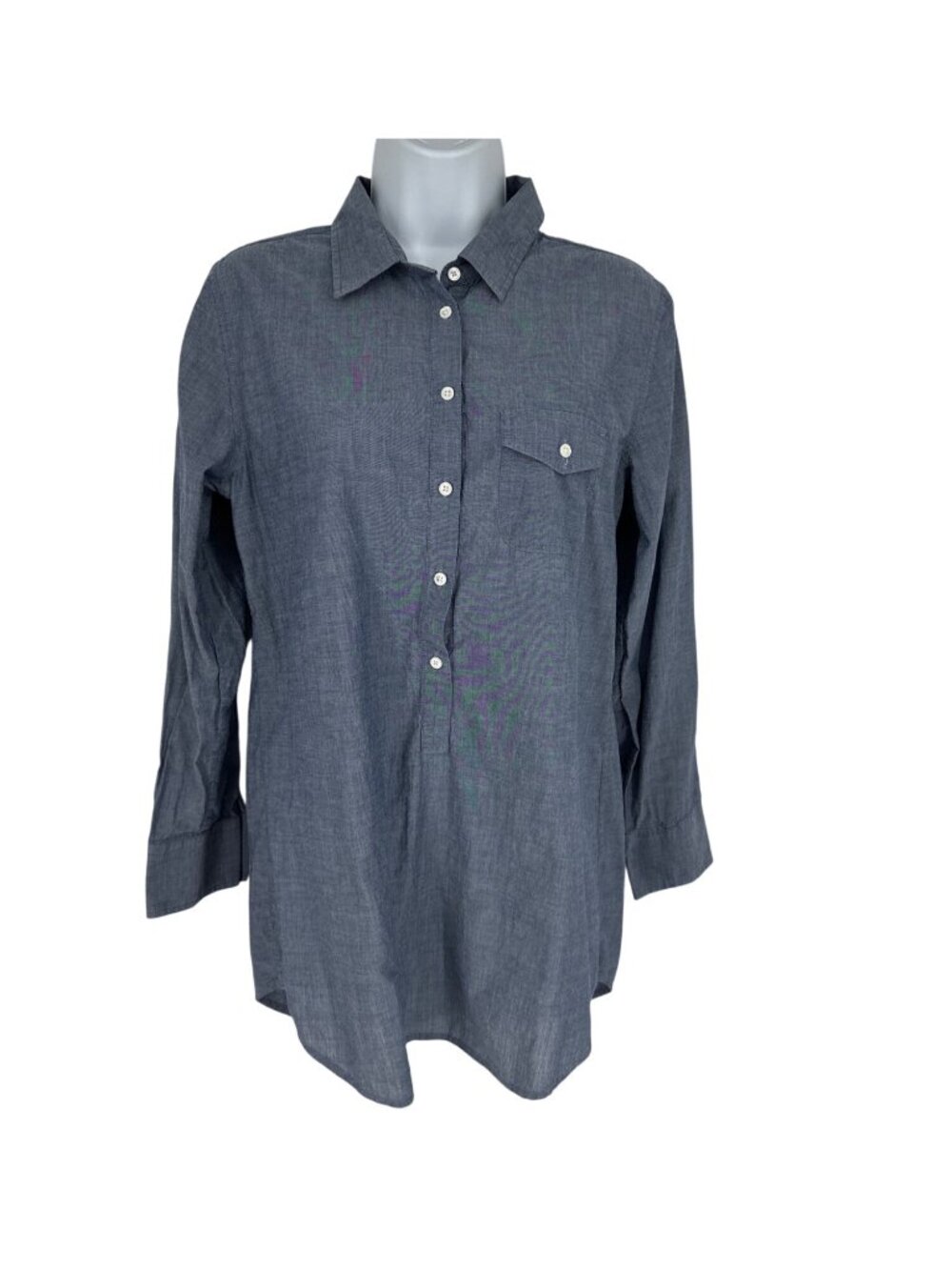 J. Crew Button Roll Tab Sleeve 1/2 Button Tunic Shirt Women's Size S
